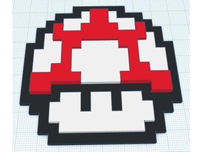 mario 8-bit de cogumelos 1 cor logotipo levantadas sinais logotipos 1-up 1up 8 bits nes nova vida nintendo 3d print model - Mito3D