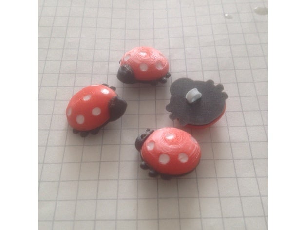 childrens boutons en forme de coccinelles accessoires 3D print model - Mito3D