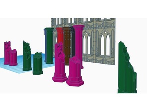 gebrochenen gotischen Säulen Gebäude Strukturen 40k Gelände 3d print model - Mito3D