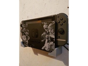 simple wall mount nintendo switch video games console docking station gaming super mario bros smash game hanger mounted 3d print model - Mito3D