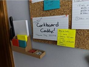 corkboard caddy supply organizer holder organization index card cards office pen pin tray post-it sticky note notes 3d print model - Mito3D