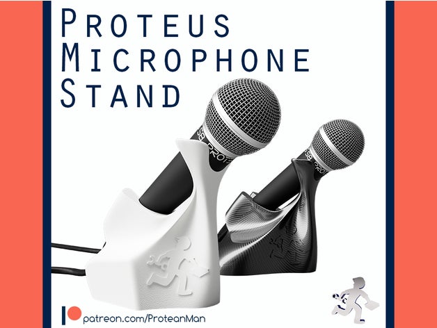 proteus pie de micrófono la música titular funda clip el soporte del montaje musical instrumento los instrumentos musicales protean proteanman hombre 3D print model - Mito3D