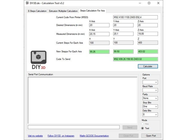 ferramenta de cálculo e-etapas extrusão multiplicador etapas dispersão do eixo as ferramentas anycubic i3 mega berechnen calculadora a calibração kalibrieren multiplikator rechner 3D print model - Mito3D
