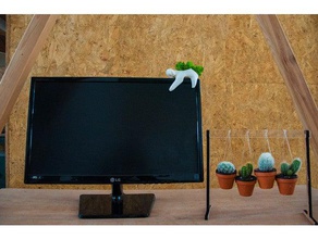 screen sloth computer animal decoration planter 3d print model - Mito3D