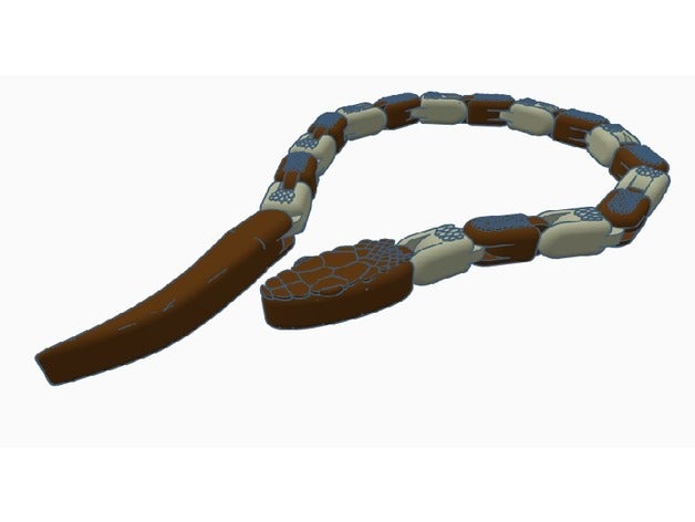 vorgeformte Schlange dual-extrusion Tiere dual-extruder flexi flexibel polymathic drucken Ort zwei Farbe 3D print model - Mito3D