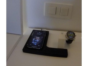 iphone sem fio suporte do carregador relógio fossil stand móveis 3d print model - Mito3D