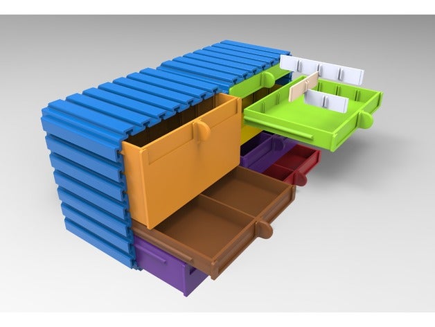 modular drawer transport box tool holders boxes system container customizable drawers electronic component resistance resistor screws stackable storage tools holder 3D print model - Mito3D