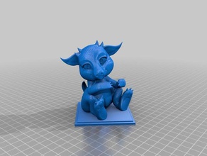 bebé dragón titular reparado base criaturas 3d print model - Mito3D