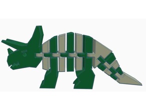 tri-flex-atops de doble extrusión a los animales todos impresión articulados dino dinosaurio extrusor flexi flexible polymathic imprimir lugar juguete triceratops dos colores 3d print model - Mito3D