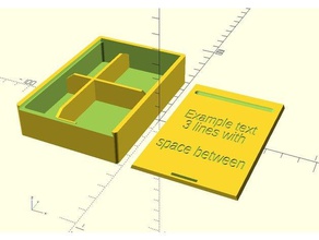 parametrico diviso casella di scorrimento testo superiore del coperchio contenitori 3d print model - Mito3D