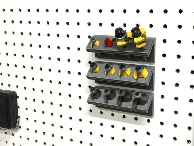 mèche de toupie pegboard caddy outil les titulaires boîtes 9fingers routeur cnc organisation garage des outils à main bits le travail du bois pièces menuiserie 3D print model - Mito3D