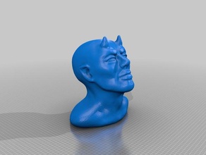 human-like demon devil bust sculptures face figure head hell horns model statue 3d print model - Mito3D