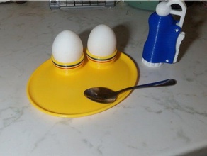 2er eierbecher mit cajeros eggcup platillo de alimentos beber el desayuno 3d print model - Mito3D