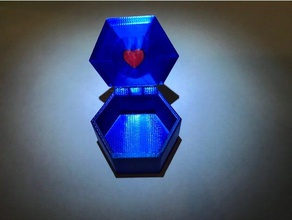 hexagonal secret heart box containers hinged lid jewelry 3d print model - Mito3D