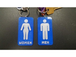 bathroom keychains make anything men restroom keychain women 3d print model - Mito3D