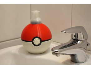 pokeballsuperball foaming soap dispenser bathroom pokemon schaumseife schaumseifenspender 3d print model - Mito3D