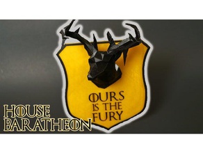 house baratheon sigil shield signs logos deer head game thrones 3d print model - Mito3D