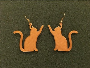 cat earring 2 earrings fashion accessories jewelry womens 3d print model - Mito3D