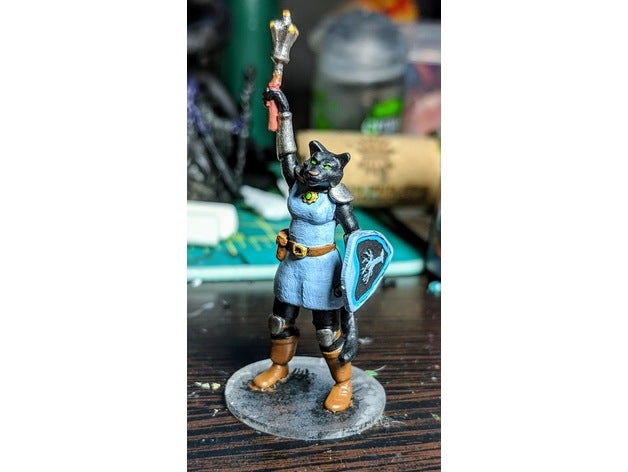 jade - catfolk clérigo 3d la impresión no molestar dnd miniatura khajiit paladín tabaxi 3D print model - Mito3D