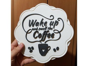 wake up odore di caffè arredamento art il design regalo casa 3d print model - Mito3D