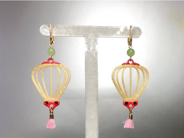 chinese lantern earrings dual china extruder japan japanese laterne ohrringe 3D print model - Mito3D