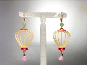 chinese lantern earrings dual china extruder japan japanese laterne ohrringe 3d print model - Mito3D