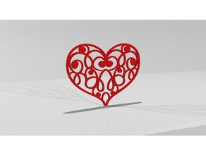 regalo de san valentín corazón barroco 2d colgador ornamento 3d print model - Mito3D