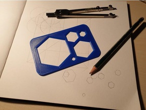 hexagon drawer template art tools drawing tool sketchbook 3d print model - Mito3D