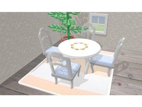 golden oak leaf table chairs playsets dining dollhouse furniture kids miniature model playmobil scale 1 16 sylvanian families tabletop 3d print model - Mito3D