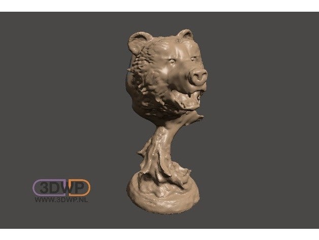 oso cabeza de pie las esculturas animal trofeo 3D print model - Mito3D