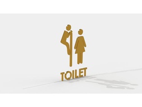 toilet door sign signs logos comedy home decor interior design toilette 3d print model - Mito3D