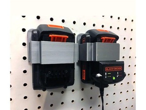 pegboard holder black decker 20v battery tool holders boxes blackdecker mount storage 3d print model - Mito3D