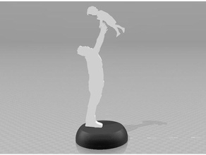 father son fathers day statue 2d art fathersday 3d print model - Mito3D