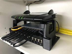 fritzbox patch panel network switch holder computer ethernet router 3d print model - Mito3D
