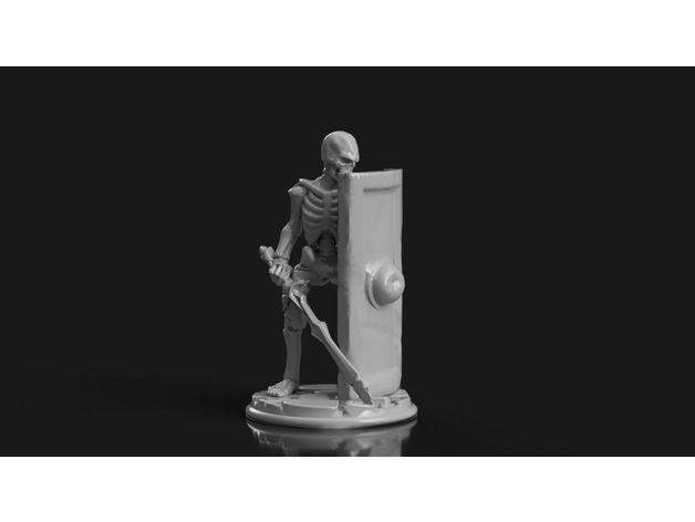 living bones long sword tower shield toys games 28mm 3dprintable dnd dungeons dragons tabletop wargame wargames wargaming 3D print model - Mito3D