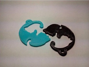 ying yang cat keychains love 3d print model - Mito3D