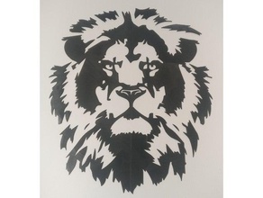 lion 2d wall art animal black white sculpture 3d print model - Mito3D