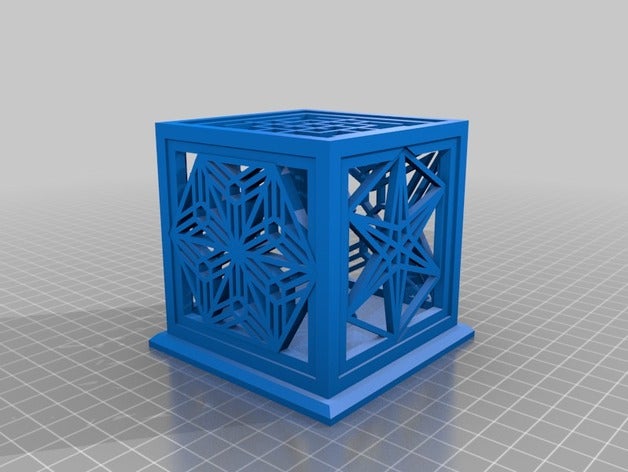 kumiko 4n1 half wall lattern 2 decor lantern tealight 3D print model - Mito3D