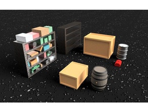 ho scale interior furniture miscellaneous clutter model barrel crate drum railroad railway shelf toolbox 3d print model - Mito3D