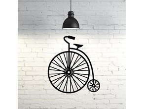 vélocipède vieux vélo sculpture murale en 2d art de décor la décoration rétro vintage 3d print model - Mito3D