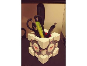 companion cube pencil holder organization 3d print model - Mito3D