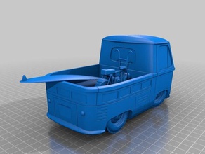 vw surf camión mini moto de la automoción appleman diseño dibujos animados hot rod minibike paz volkswagen bus transporter 3d print model - Mito3D