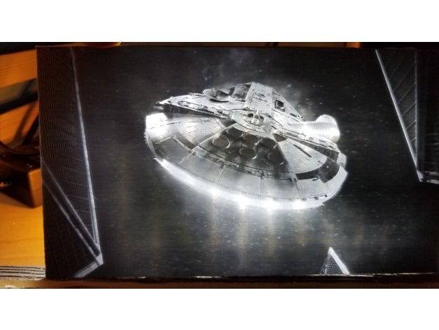millennium falcon lithophane 2d art led nightlight solutech star wars 3D print model - Mito3D