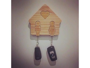 house love keychain cnc 3d decor amour coeur couple diy heart holder home homemade household maison porte-cl 3d print model - Mito3D