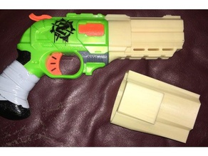 double impact de l'hexagone baril les jouets jeux nerf nerfgun blaster pistolet mod 3d print model - Mito3D