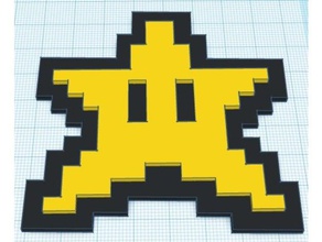 mario 8-bit star powerup color raised signs logos 8bit nes nintendo 3d print model - Mito3D