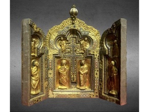 reliquary triptych holy cross scans replicas 3dprint 3dprintable 3dprinting 3dscan 3dscanner 3dscanning bracket bronze carved catholic christian worship church gilded gold mythology religion sculpture wood 3d print model - Mito3D