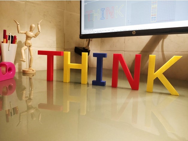 think letters office ornament decoration 3dprint 3dprintable accessories accessory decorative gift home multicolor thinker thinkfun 3D print model - Mito3D