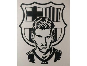 messi 2d arte de parede Arte o barcelona preto no branco fcbarcelona fc lionel escultura futebol 3d print model - Mito3D