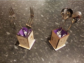 alice wonderland tea party cutlery holder kitchen dining box laser lasercut cut 3d print model - Mito3D